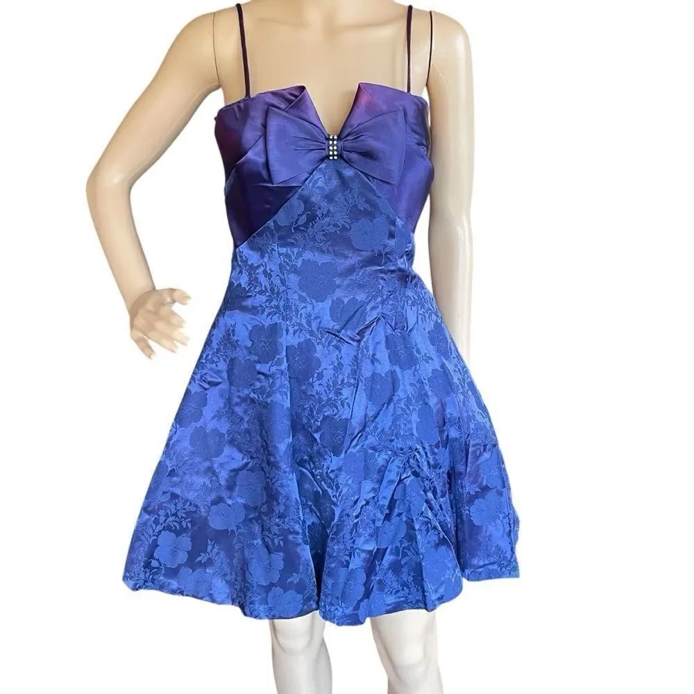 Vintage NWT Deadstock Randm Nights Mini Prom Dress Blue Purple With Tulle Size 5